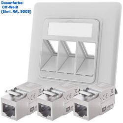 CAT 6a Netzwerkdose Unterputz Datendose Anschlussdose LAN DSL Dose Keystone Cat6⭐️✅bis 10 Gbit/s🔴bis 500MHz🔵DE Händler🔴1 2 3-Port✅
