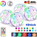 4X Poolbeleuchtung Unterwasser Licht RGB LED Magnet Wasserdichte + Fernbedienung