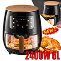 6L 2400W Heißluftfritteuse Fritteuse Heißluft Digitale Edelstahl Air Fryer