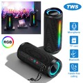 Bluetooth 5.3 Lautsprecher mit Licht Tragbar Musikbox Bass Kabellos Stereo Sound