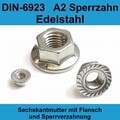 M10 DIN 6923 A2 VA Edelstahl Sechskant Muttern mit Flansch Sperrzahn Bund Mutter