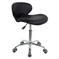 Rollhocker mit Rückenlehne höhenverstellbar 48-63cm für Büro aus PU Leder Sch...