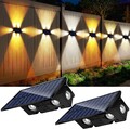 2er 6 LED Solarleuchten Außen Wandlampen Zaunleuchte Gartenleuchte Treppen Lampe
