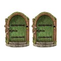 2er Set grüne Holz Feentüren für Fee für Gartenkulisse (62 Figuren)