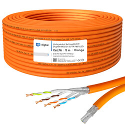 Cat7a Netzwerkkabel Verlegekabel KUPFER Simplex Kabel Installation Daten Cat.7amax.1200Mh / Innenleir: Ø0,574mm / AWG23 / S/FTP KUPFER