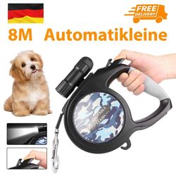 Einziehbare Haustier Hundeleine Rollleine Automatikleine 8M mit LED-Taschenlampe