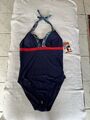 Badeanzug Größe 44 Cup B/C Neckholder In Blau Weiß Rot Grün NEU