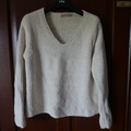 The Earth Collection Loose-Fit Damen Pullover Seide/Baumwolle, Gr. XL, Creme