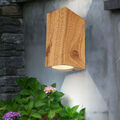 Außenleuchte Wandlampe Holzoptik Hoflampe GU10 Up Down 2 flammig Alu H 15 cm