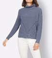 Mode von Heine Damen Pullover Oberteil Rollkragen Langarm taubenblau Gr. 34 Neu