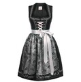 2-teilig Trachtenkleid Damen Kleid Dirndl Oktoberfest Spitzenschürze, Schwarz, 4