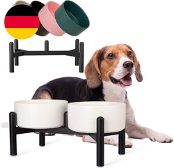 Futternapf Hund Erhöht Hundenapf Set - Doppelte Fressnapf Keramik Mit Edelstahls