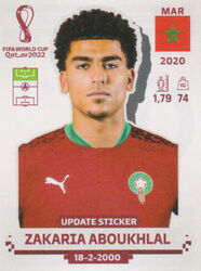 Panini Sticker Fußball WM 2022 Update: Zakaria Aboukhlal Morocco Bild Qatar
