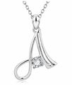 Damen Halskette mit Buchstaben (A-Z) Alphabet Zirkonia Geschenk Gold / Silber