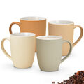 Kaffeetassen Tassen Rillen orange beige creme grau Steingut 4er Set je 10 cm