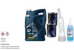 10L MANNOL Motoröl TS-2 SHPD 20W-50 API CH-4/CG-4/CF-4/SL inkl. Additiv Schlauch