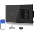 Elegante Glas Touch Schalter mit USB & Typ-C und Schuko Steckdose - Smart Homes