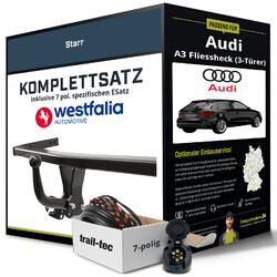 Für AUDI A3 Fliessheck (3-Türer) Typ 8P Anhängerkupplung starr +eSatz 7pol 08-12JETZT NEU: Montage zum Festpreis!