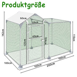 Hühnerhaus 2x1m/3x1m Freilaufgehege Freigehege Tierlaufstall Hasenkäfig mit Dach