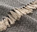 Decke Plaid Sofadecke Baumwolle mit Fransen Schwarz Grau 125x150 cm