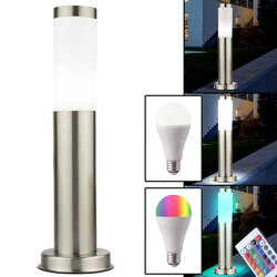 Außen Stehlampe Sockellampe RGB LED Bewegungsmelder Fernbedienung Dimmer IP44
