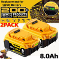 2X 8,0 Ah 18V XR Li-Ion ErsatzAkku Für DeWalt DCB184 Akku DCB182 DCB185 DCB201