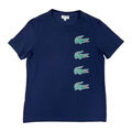 Lacoste Sport Shirt Herren L Gr. 5 dunkelblau T-Shirt Polo kurzarm Druckmotiv