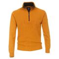 REDMOND Herren Strick Troyer Langarm mit  Zipper 100% Baumwolle uni gelb-messing