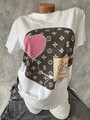 Italy New Collection T-Shirt weiß beige Heart Gr. 36 38 40 42 Strassnieten