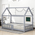 Kinderbett 90X200 Cm Bett Mit Rausfallschutz Und Lattenrost Hausbett Kinder Grau