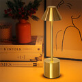 LED Tischlampe Kabellos Touch Dimmbar Metall Aluminium Akku Tischleuchte Gold