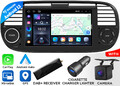 DAB+ Android 13 7" IPS Autoradio CarPlay GPS Navi Navigation für Fiat 500 07-15