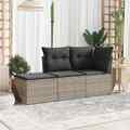 Gartenmöbel Sofa Garnitur Kissen Lounge Gartengarnitur 3-tlg. Poly Rattan vidaXL