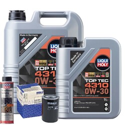 Motoröl 0W30 LIQUI MOLY Top Tec 4310 6L+MAHLE Ölfilter +Ölschlammspülung