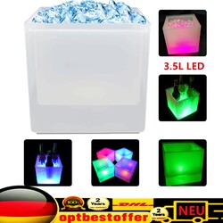 LED Eiswürfelbehälter Sektkühler Flaschenkühler Eisbox Eiskübel Eiseimer 3.5L 
