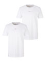 2x Stück Set TOM TAILOR Basic Shirts Logo Print T-Shirt Rundhals Baumwolle