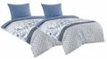 4 tlg Baumwolle Renforce Bettwäsche 135x200 + 80x80 weiß blau Wendefunktion Milo