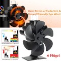 Stumm 6 Flügel Ofenventilator Kaminofen Ventilator Stromloser Lüfter Stove Fan