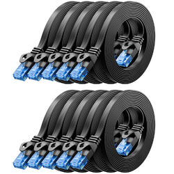 10x 0,5m CAT6 Patchkabel Flachkabel RJ45 LAN DSL Ethernet Netzwerkkabel Schwarz