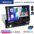 DAB+ 1 DIN Autoradio Radio CarPlay Android 13 Auto GPS BT Touch Screen 4+64G Cam