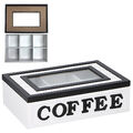 Aufbewahrungsbox 6 Fächer für Kaffe Pads Tee Box Teekiste Teedose Teebeutel-Box 