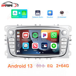 7" Carplay Android 13 Autoradio GPS Nav Für Ford Focus Mondeo Mk4 S/C-Max Galaxy