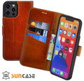 Hülle für iPhone 15 Plus 6.7" Tasche Book Case Echt Leder Schutz Cover in Cognac