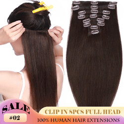 Clip In Extensions Set Remy Echthaar 30cm-80cm Haarverlängerung 8 Tressen hair