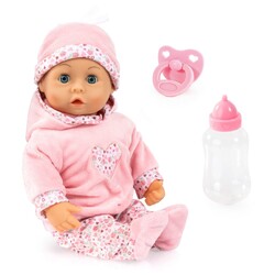 Bayer Design First Words Baby Babypuppe 38cm Hose Pollover Herzchen rosa NEU