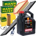 MANN FILTER INSPEKTIONSPAKET+1x5L MOTUL 5W30 passend für BMW 1er E81 3er E90 X1