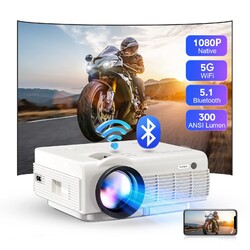 Beamer 5G WiFi Bluetooth Beamer Native 1080P Full HD Mini LED Projektor 4K Un...