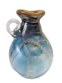 Studioglas Glasobjekt Glas Vase Unikat Waben Dekor blau irisierend Kunstglas art