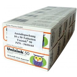 3x UNIZINK 50 magensaftresistente Tabletten 10X50 ST PZN 3441644