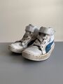 PUMA SNEAKER LEATHER HIGH TURNSCHUHE GR. 29 IN WEISS MIT BLAU